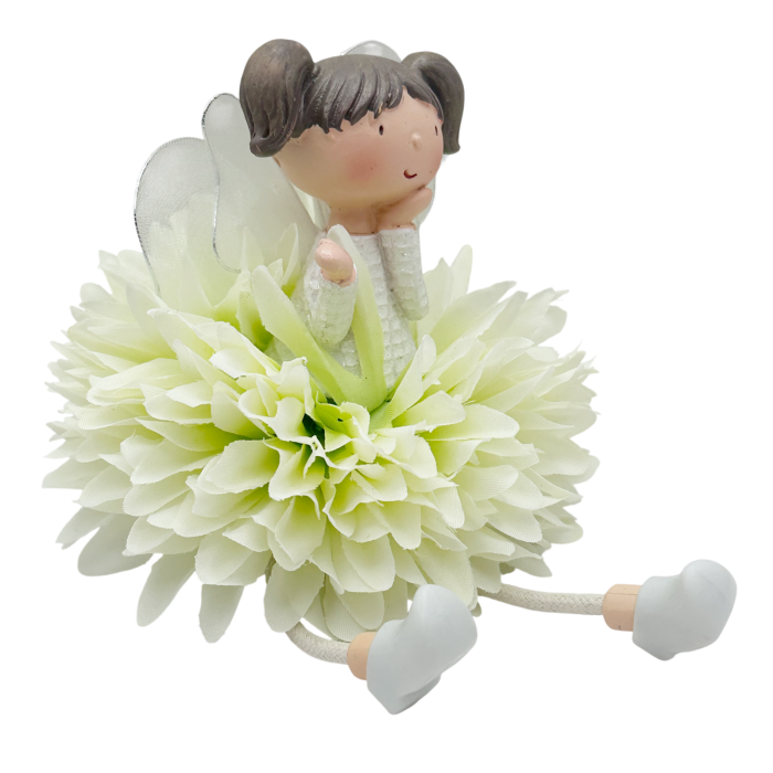 Figurina decorativa zana FLOWER FAIRY - cu rochita din petale verzi [5]