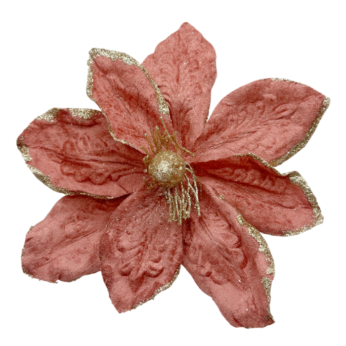 Floare decorativă Crăciun roz cu accente aurii | Prăvălia cu Surprize [1]