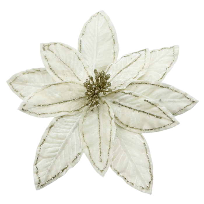 Floare decorativă crem cu margini aurii [2]