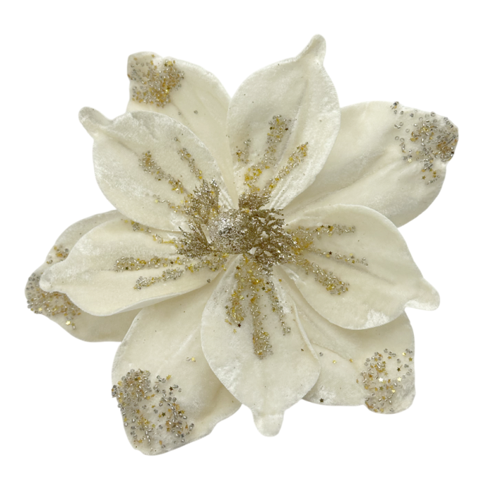 Floare decorativă cu margini aurii - Magnolie BEAUTY, Crem [1]