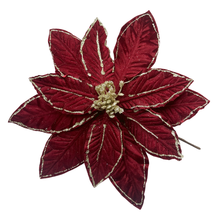 Floare decorativă rosu burgundy cu sclipici [1]