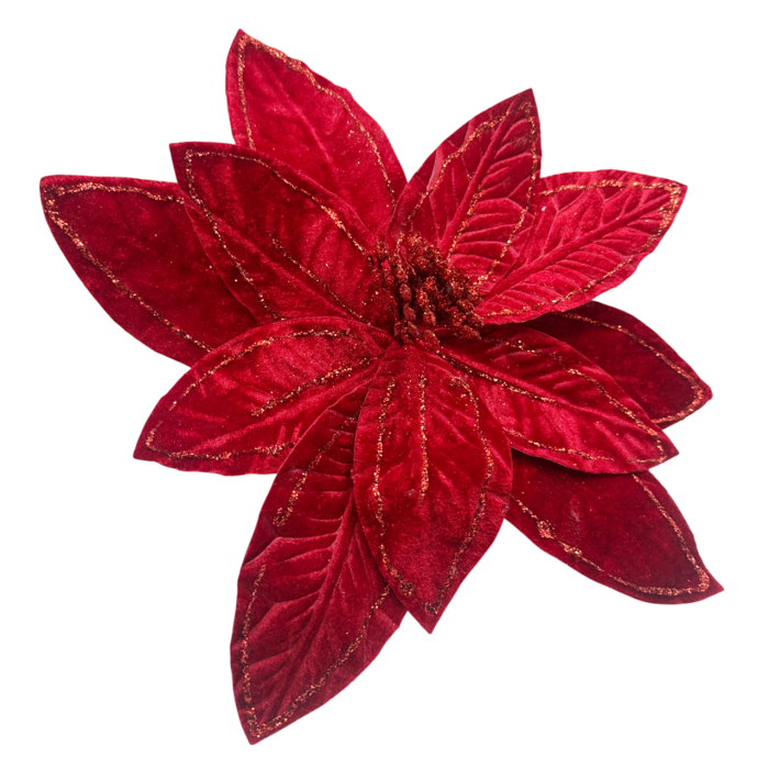 Floare decorativă catifelată rosie cu sclipici BEAUTY [2]