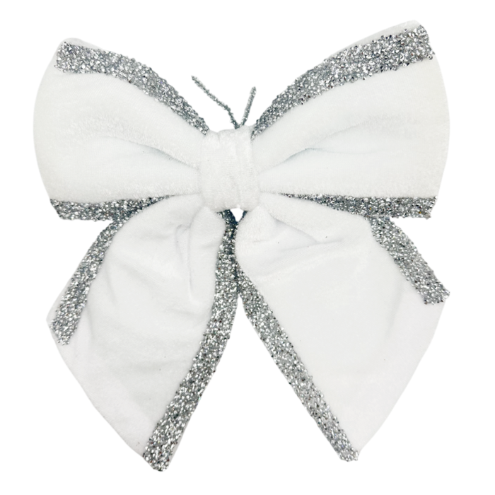 Funda decorativa pentru brad VELVET, Alb/ Argintiu, 20cm [1]