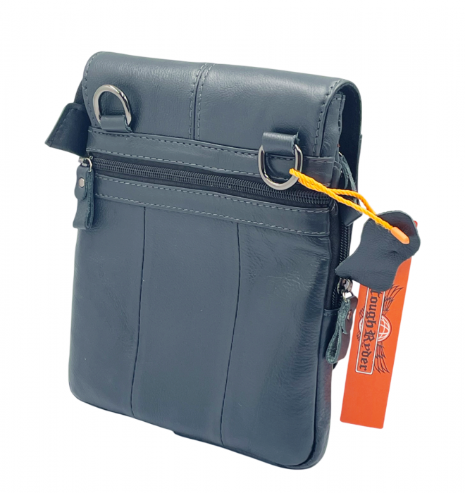Geanta barbati CLINT, Gri inchis, Piele naturala, 20x4x24cm [2]