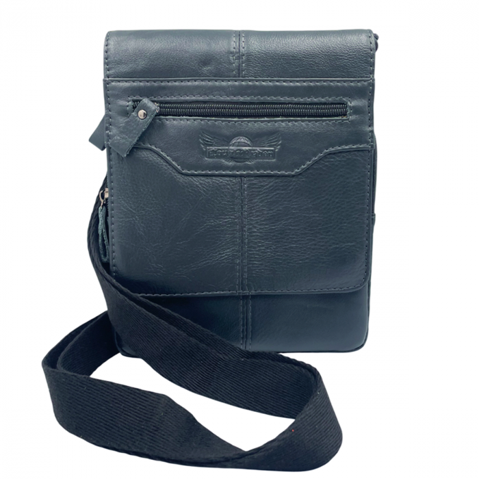 Geanta barbati CLINT, Gri inchis, Piele naturala, 20x4x24cm [4]