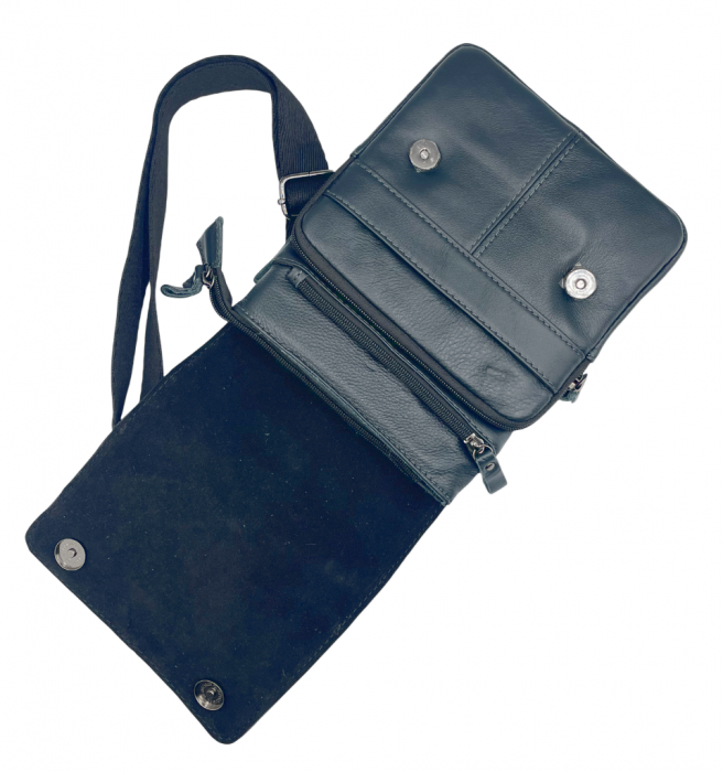 Geanta barbati CLINT, Gri inchis, Piele naturala, 20x4x24cm [3]