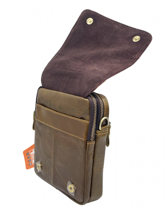 Borseta barbati CLINT, Maro, Piele naturala, 16x5x19cm [5]