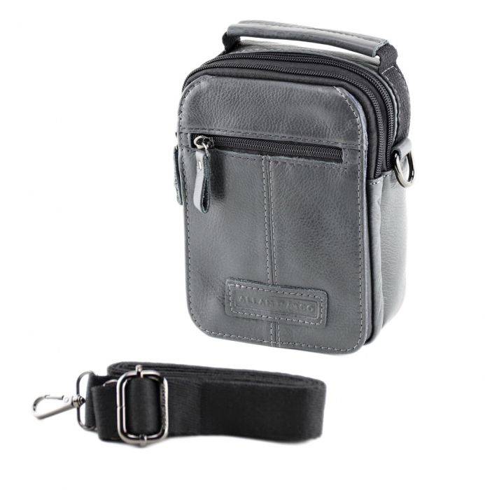 Geanta barbati CRAIG cu maner, Gri, Piele naturala, 14x7x18cm [5]