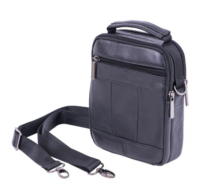 Geanta barbati TREVOR cu maner, Negru, Piele naturala, 15x6x20cm [3]