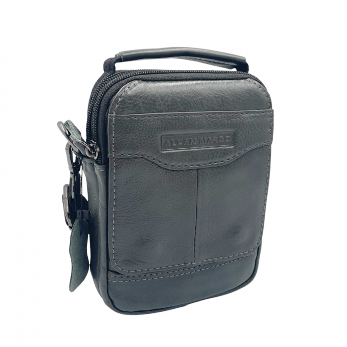 Geanta barbati CRAIG cu maner, Gri, Piele naturala, 14x7x18cm [2]