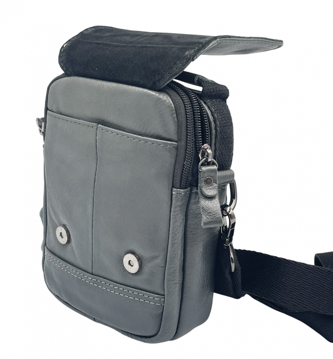 Geanta barbati CRAIG cu maner, Gri, Piele naturala, 14x7x18cm [4]