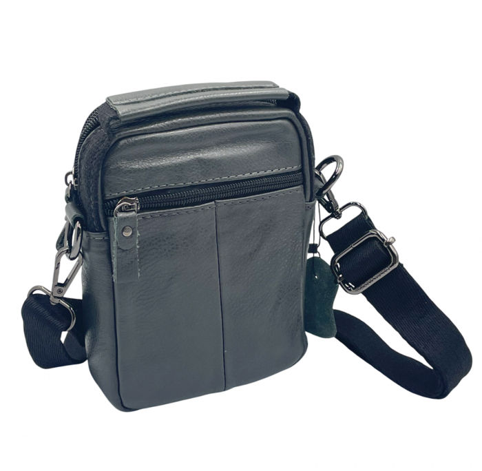 Geanta barbati CRAIG cu maner, Gri, Piele naturala, 14x7x18cm [3]