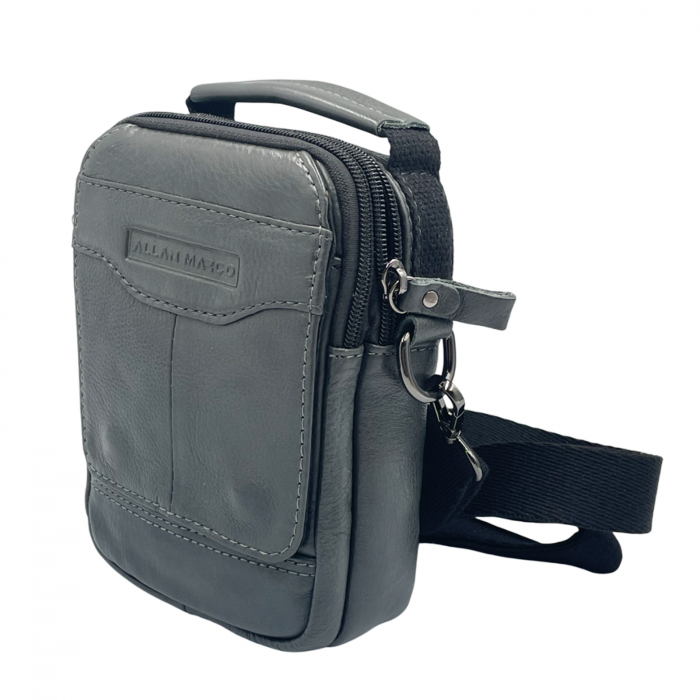 Geanta barbati CRAIG cu maner, Gri, Piele naturala, 14x7x18cm [1]