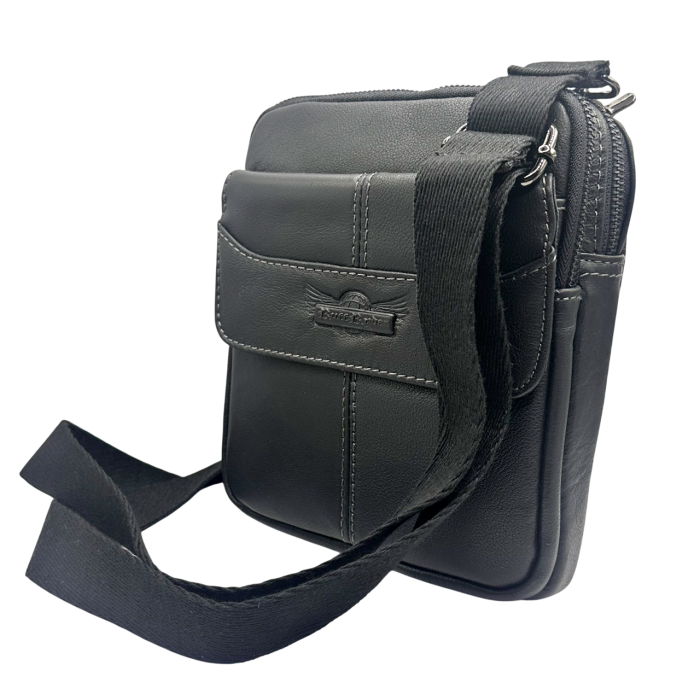 Geanta barbati MESSENGER - Borseta Neagra din Piele naturala [2]