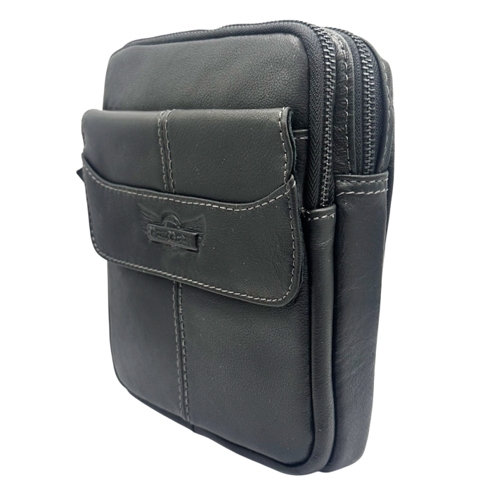 Geanta barbati MESSENGER - Borseta Neagra din Piele naturala [4]