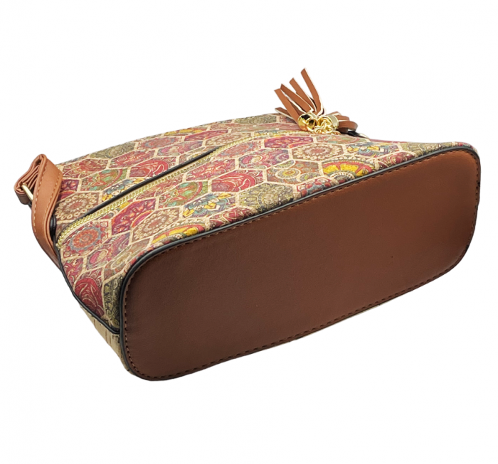 Geanta crossbody din pluta CAROLINA, Cu ciucuri [3]