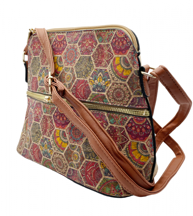 Geanta crossbody din pluta CAROLINA, Cu ciucuri [2]