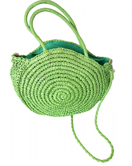 Geanta de paie ANTONIA, Verde, Cu barete de umar [3]