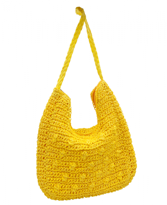 Geanta de paie FABIA, Galben, 34x32cm [2]