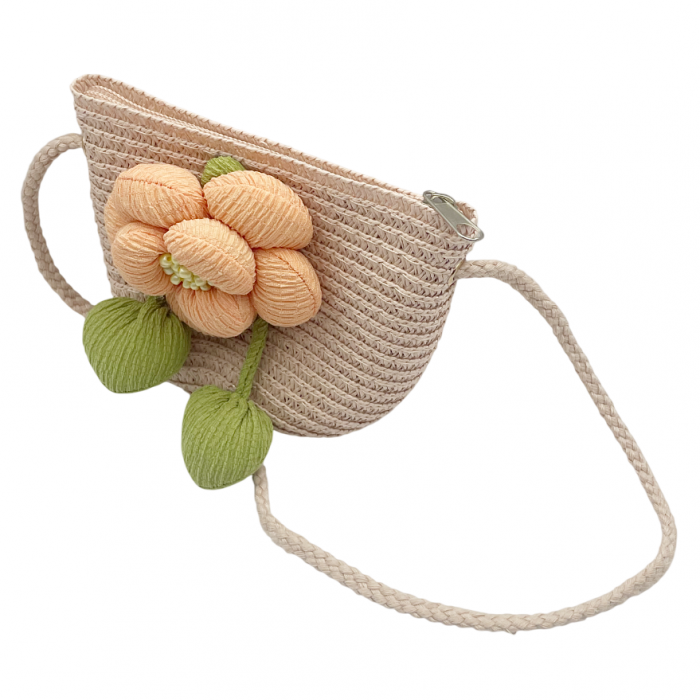 Geanta de paie FLORES pentru fetite, Roz [2]