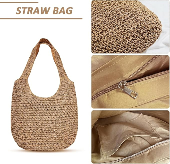 Geanta de vara din paie impletita verde - Shopper casual [4]