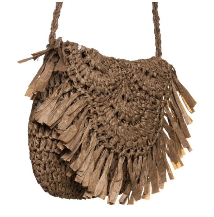 Geanta din paie stil boho JOSETTE, cu franjuri decorative [7]