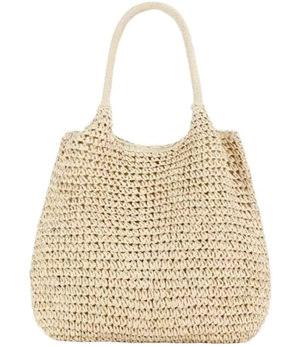 Geanta din paie SARDEGNA bej cu capsa si design boho [4]