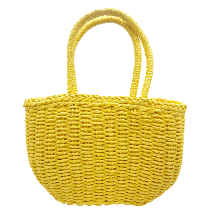 Geantă de damă galbena din paie impletite 27x10x17 cm - cu curea de umar [2]