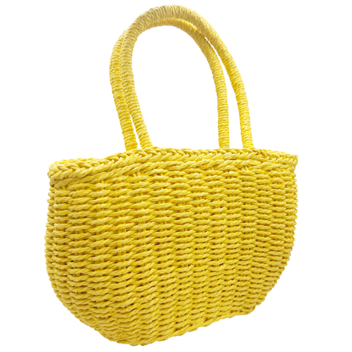 Geantă de damă galbena din paie impletite 27x10x17 cm - cu curea de umar [3]
