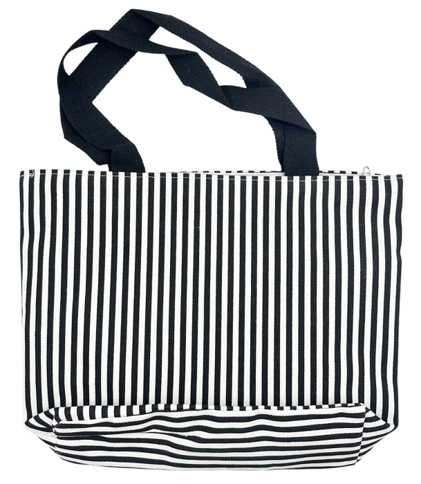 Geanta din panza cu dungi negre – tote bag mare 42x32 cm [5]