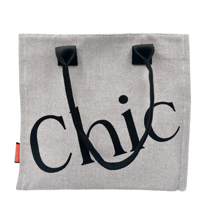 Geanta din panza alba tip Shopper CHIC cu fermoar [4]