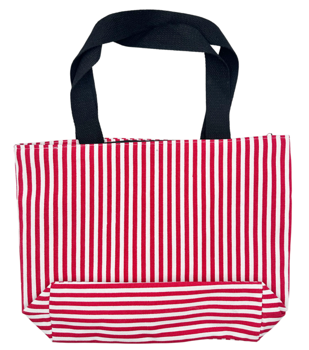 Geanta din panza cu dungi rosii – tote bag mare 42x32 cm [5]