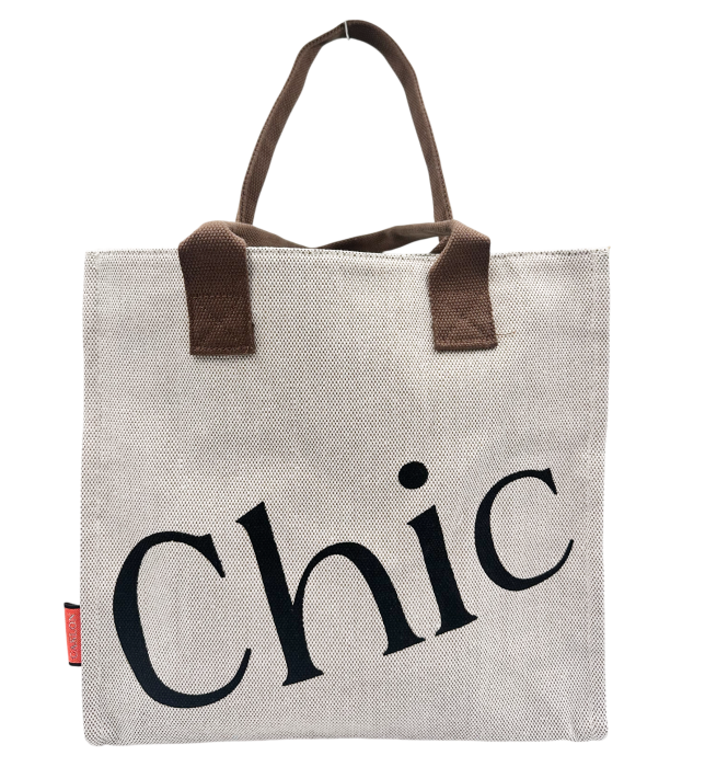 Geanta din panza bej tip Shopper CHIC cu fermoar [2]