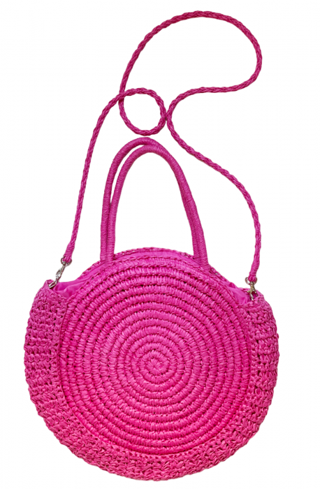 Geanta impletita de paie ANTONIA, Fuchsia [2]