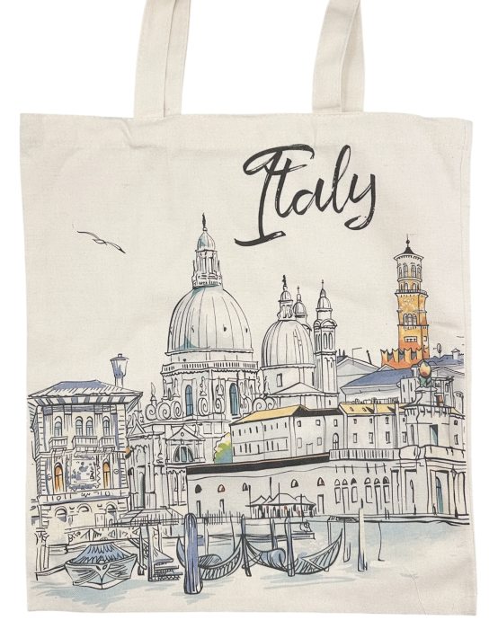 Geanta panza tip Tote Bag ITALY - Shopper alb [2]