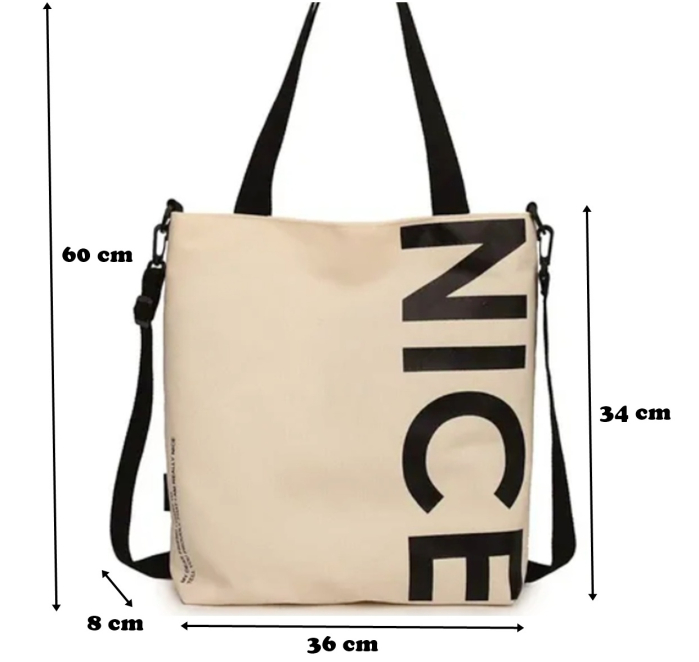 Geanta panza tip Tote Bag NICE - Bej [4]
