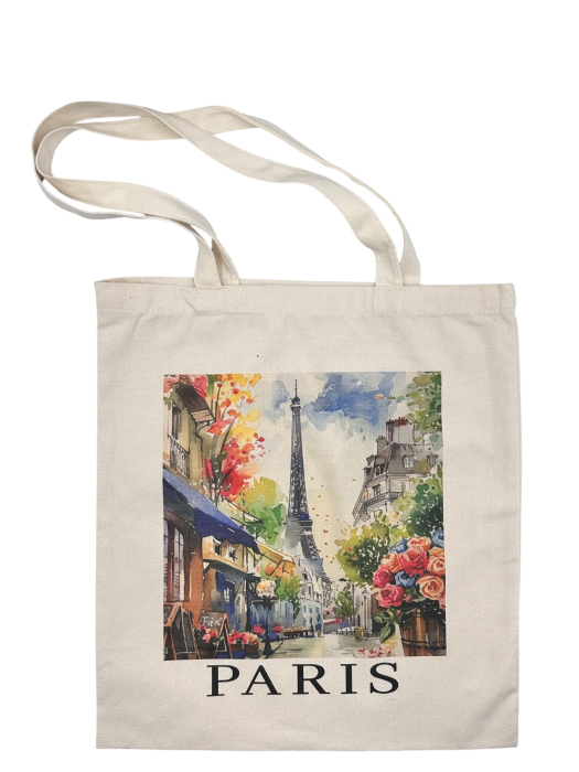 Geantă din pânză tip tote bag „Paris”, 37x41 cm [3]