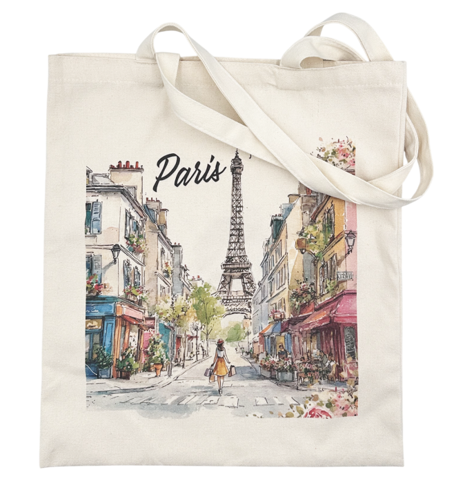 Geantă din pânză tip tote bag „Paris”, 37x41 cm [2]