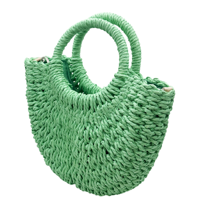 Geanta semirotunda verde din paie SORRENTO - Geanta Boho de Vara [2]