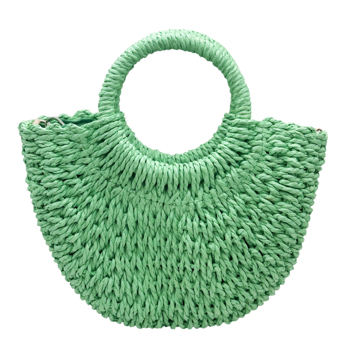 Geanta semirotunda verde din paie SORRENTO - Geanta Boho de Vara [3]