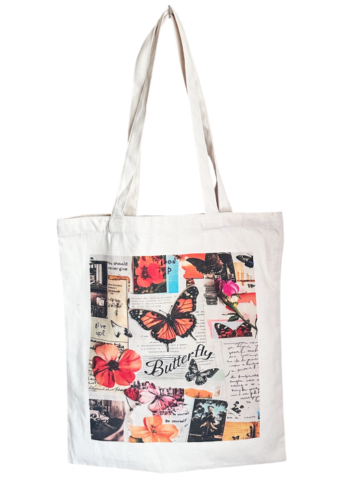 Geantă din pânză tip tote bag „Butterfly”, 37x41 cm [2]