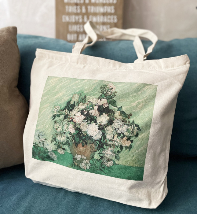 Geanta Shopper de panza FLOWERS, 43x8x37cm [1]