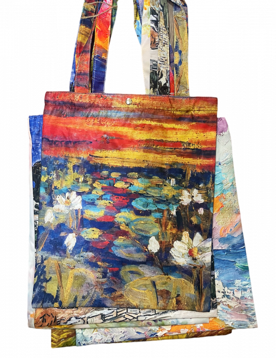 Geanta Shopper din material textil satinat PAINTINGS [2]