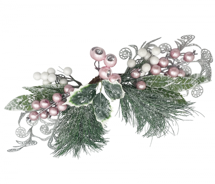 Ghirlanda Craciun pentru usa PEARL BERRY, Roz , 50cm [1]