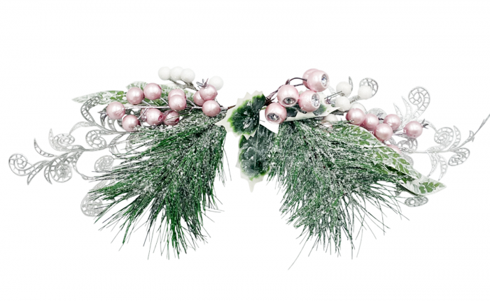 Ghirlanda Craciun pentru usa PEARL BERRY, Roz , 50cm [2]