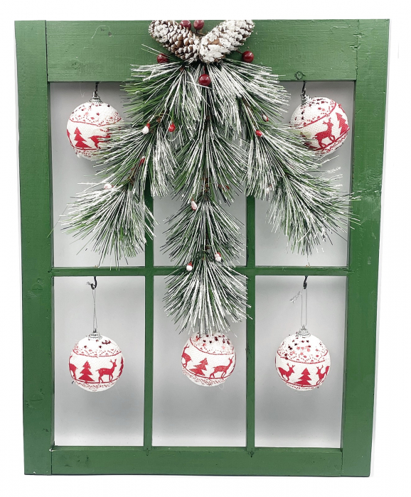 Decor Craciun Fereastra cu globuri FESTIVE, 36x45cm [1]