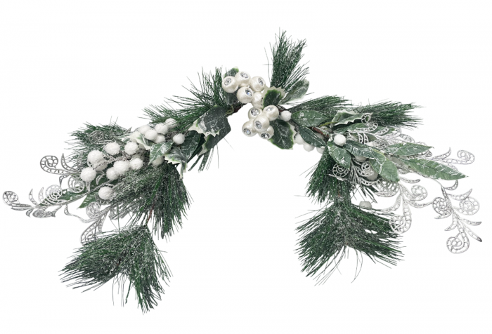 Ghirlanda Craciun pentru usa PEARL BERRY, Alb , 50cm [2]