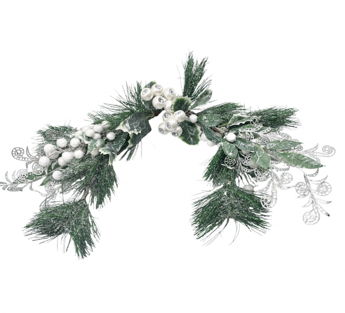 Ghirlanda Craciun pentru usa PEARL BERRY, Alb , 50cm [1]