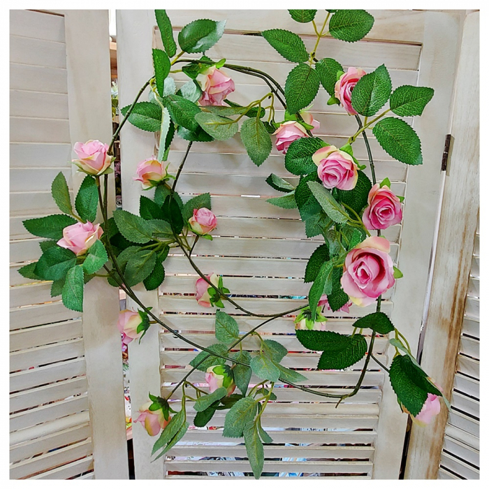 Ghirlanda cu trandafiri artificiali Rosie 180cm, Roz [1]
