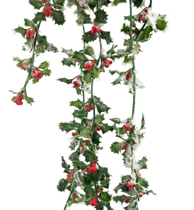 Ghirlanda curgatoare cu frunze si fructe inzapezite ILEX, 70cm [2]